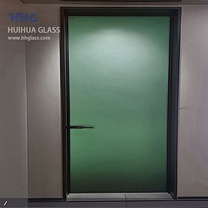 Paneles de puertas de vidrio grabado con ácido verde natural