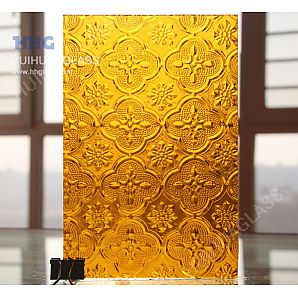 Флора Янтарное текстурированное стекло